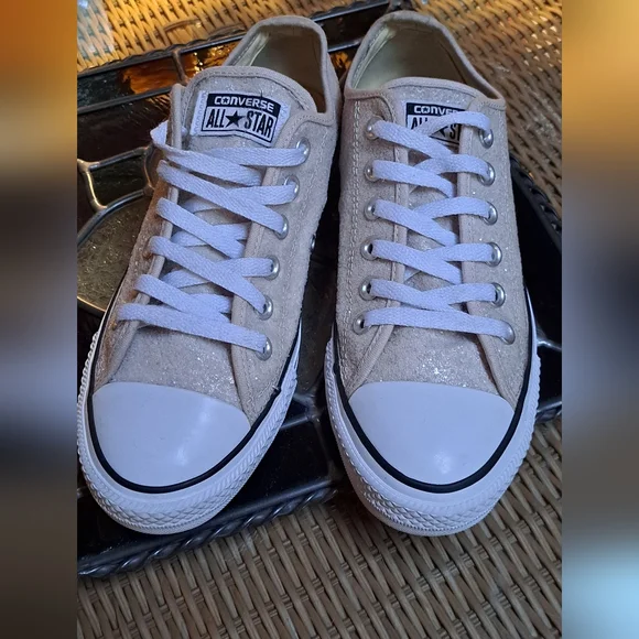 Converse Women's Glitter Cream Sneakers - Picture 5 of 7